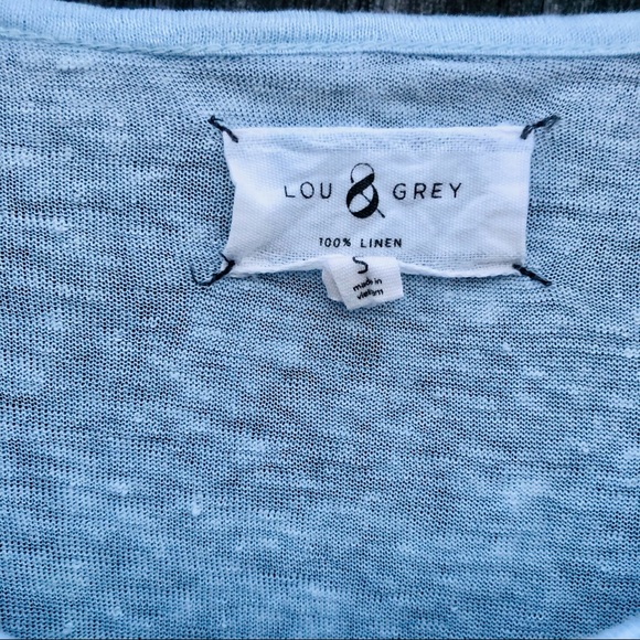 Lou & Grey Shirt Linen 3/4 Sleeve Blue Small - Picture 2 of 8